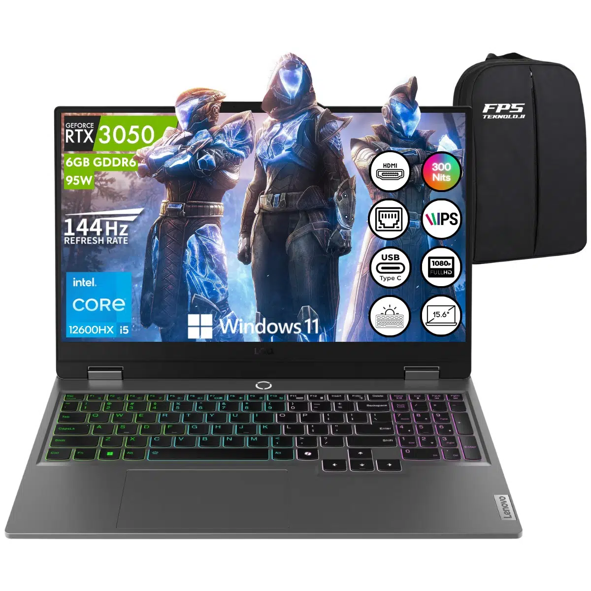Loq 15IAX9 I5-12600HX RTX3050 95W 32GB Ram 2tb SSD 15.6" Fhd IPS 144Hz W11 83GS00PDTR Taşınabilir Bilgisayar