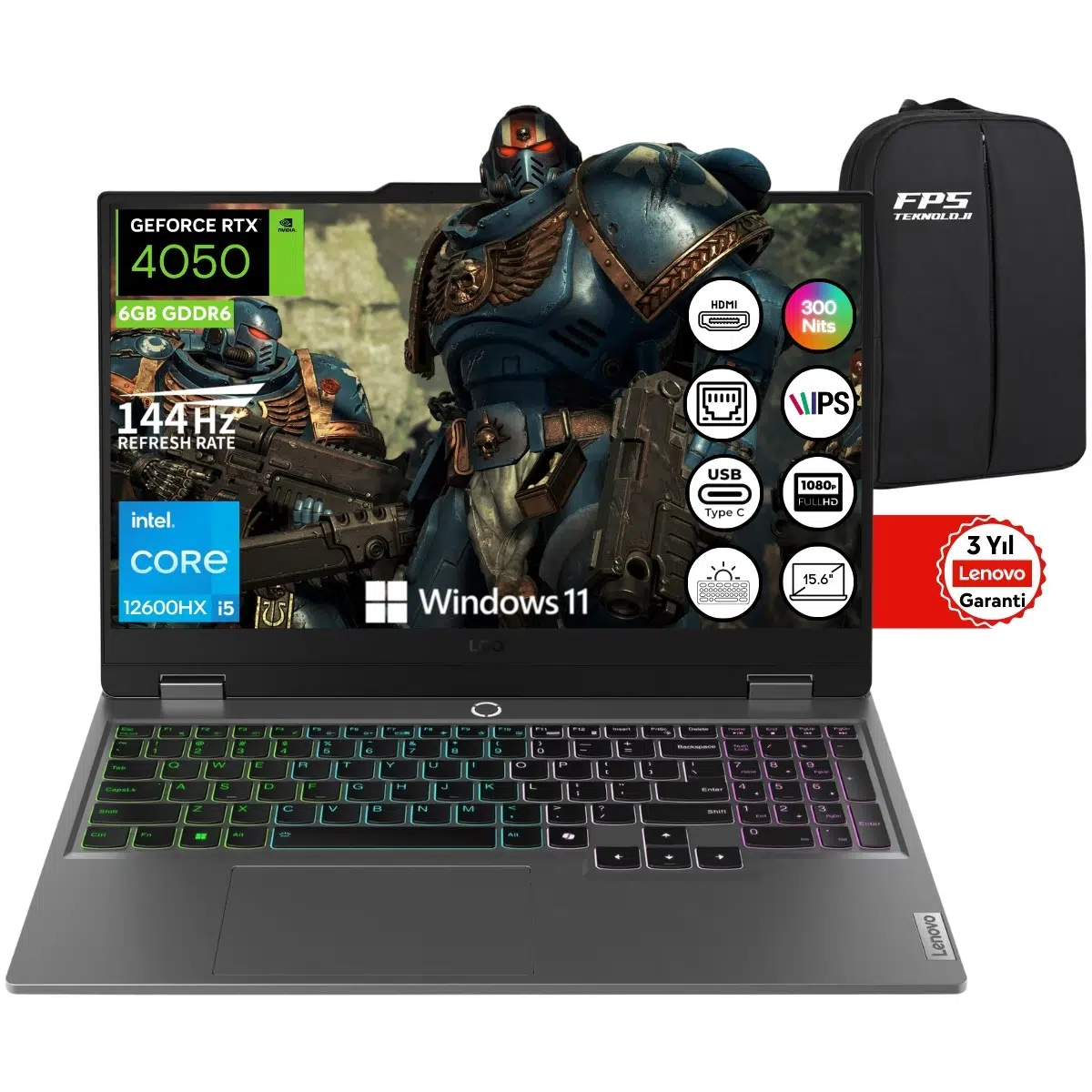 Loq 15IAX9 İ5-12600HX RTX4050 105W 64GB Ram 2tb SSD 15.6" Fhd IPS 144Hz W11 83GS00L8TR Taşınabilir Bilgisayar