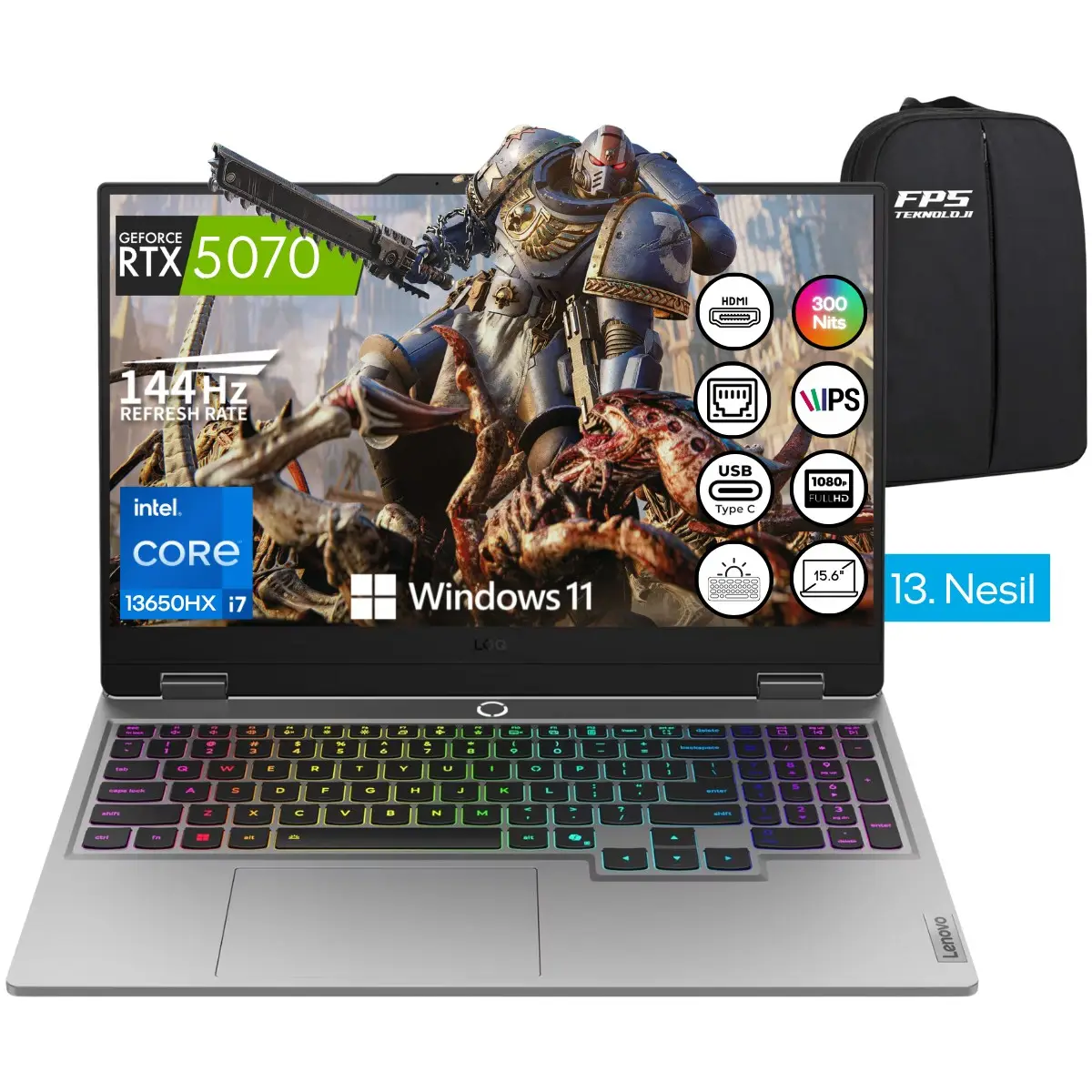 Loq 15IRX10 I7-13650HX RTX5070 115W 64GB Ram 2tb SSD 15.6" Fhd IPS 144Hz W11 83JE00EWTR Taşınabilir Bilgisayar