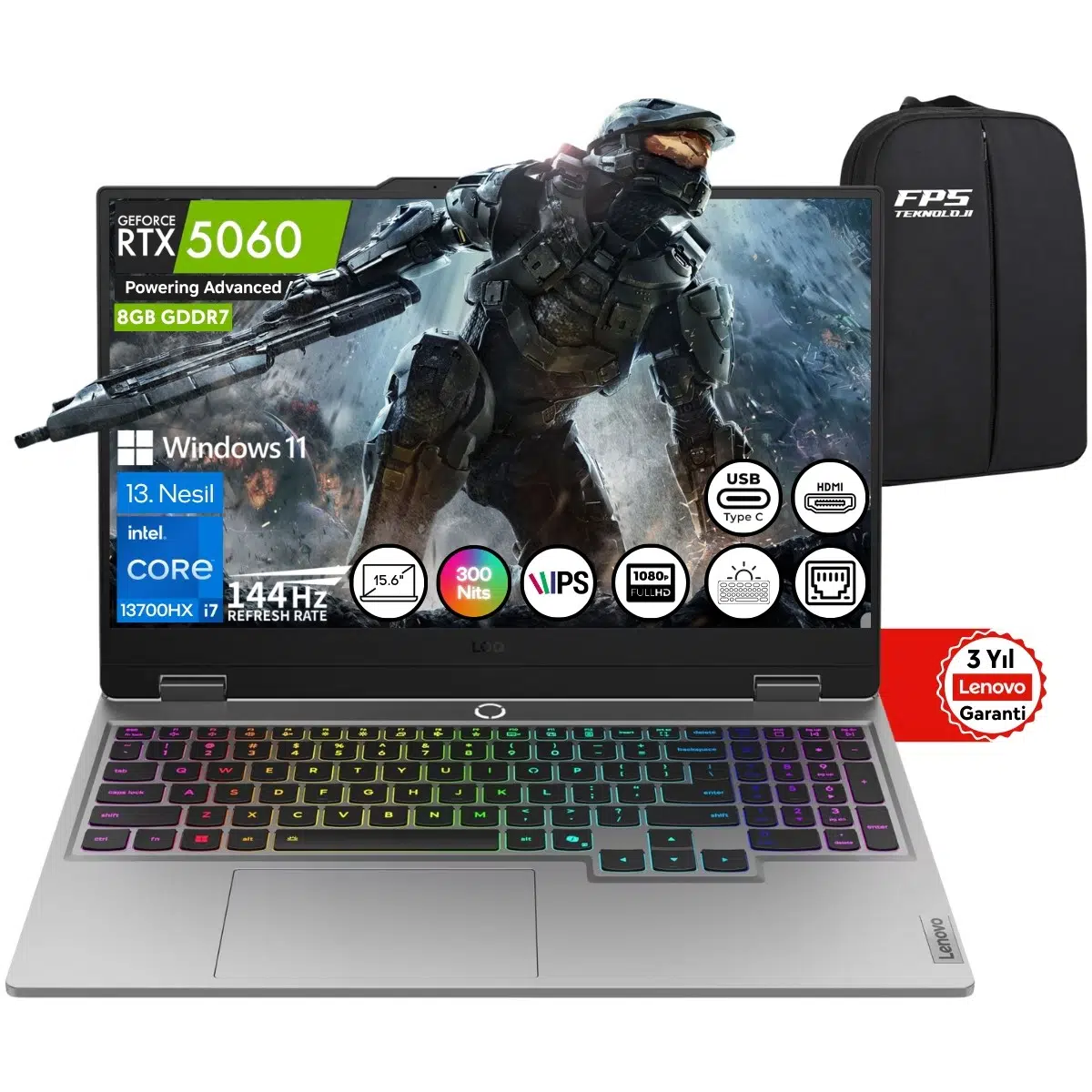 Loq 15IRX10 I7-13700HX RTX5060 16GB Ram 1tb SSD 15.6" Fhd IPS 144Hz W11 83JE00LFTR Taşınabilir Bilgisayar