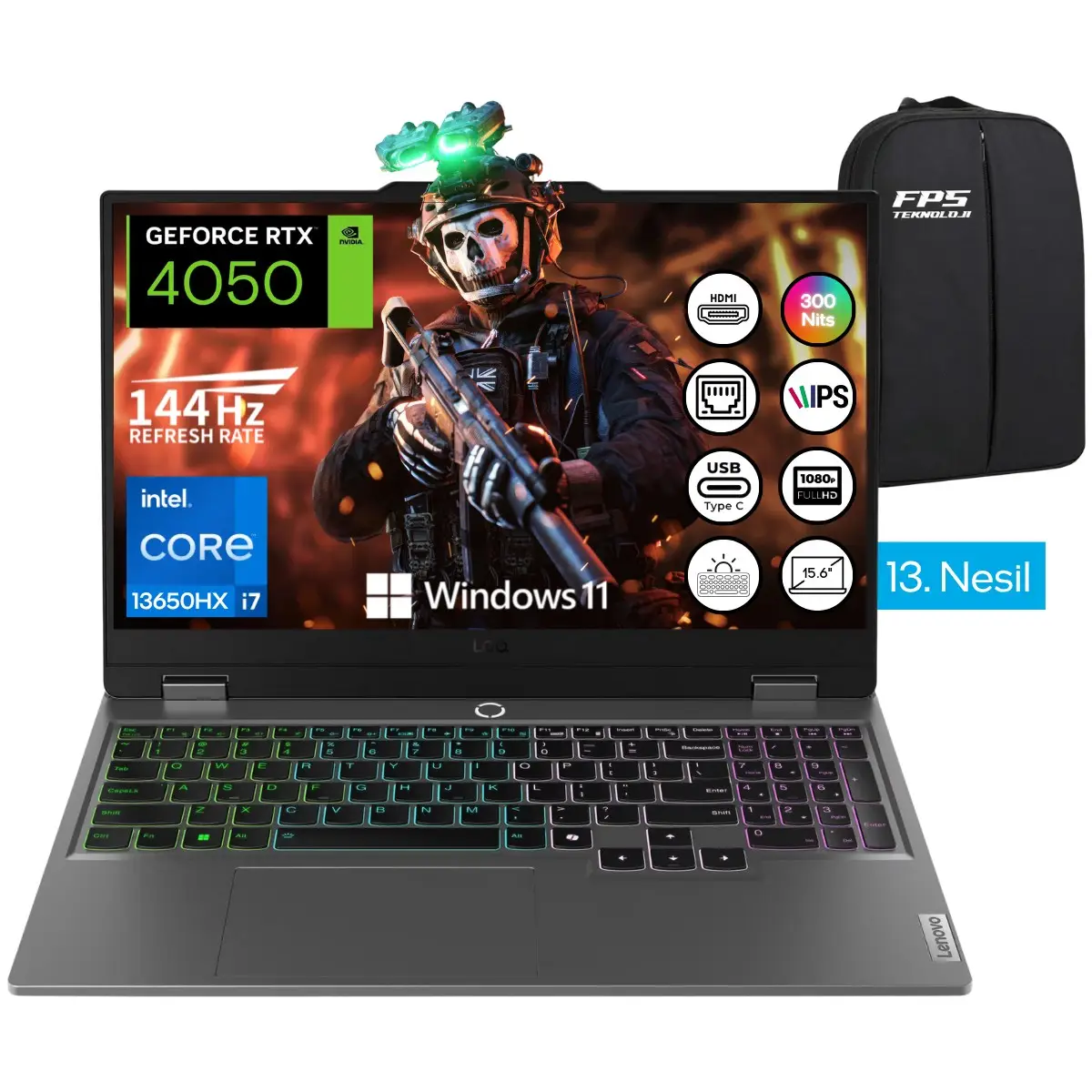 Loq İ7-13650HX RTX4050 16GB Ram 2tb SSD 15.6" Fhd IPS 144Hz W11 Taşınabilir Bilgisayar