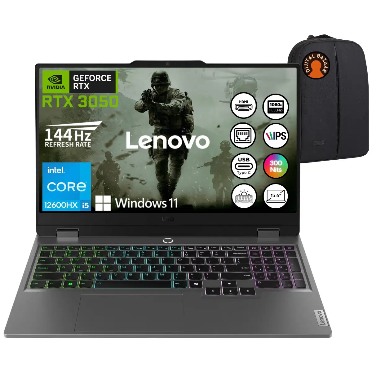 Loq Intel Core I5 12600HX 8gb 1tb SSD RTX3050 W11 15.6" IPS Taşınabilir Bilgisayar + Çanta