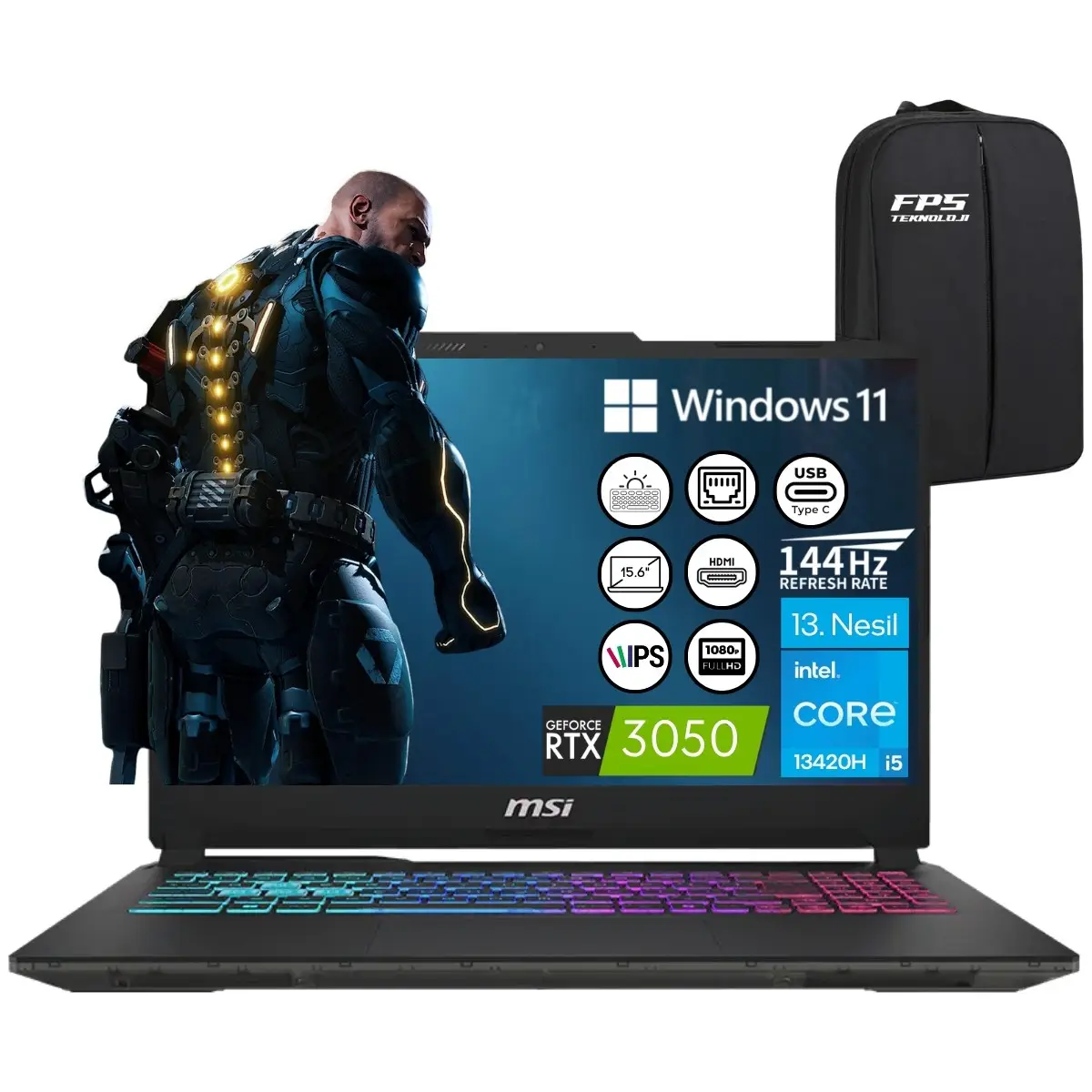 Msı Cyborg 15 A13UC-2087XTR I5-13420H RTX3050 64GB Ram 512GB SSD 15.6" Fhd IPS 144Hz W11 Taşınabilir Bilgisayar