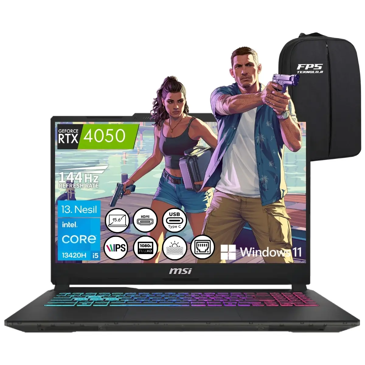 Msı Cyborg 15 A13VE-1478XTR I5-13420H RTX4050 24GB Ram 4tb SSD 15.6" Fhd IPS 144Hz W11 Taşınabilir Bilgisayar