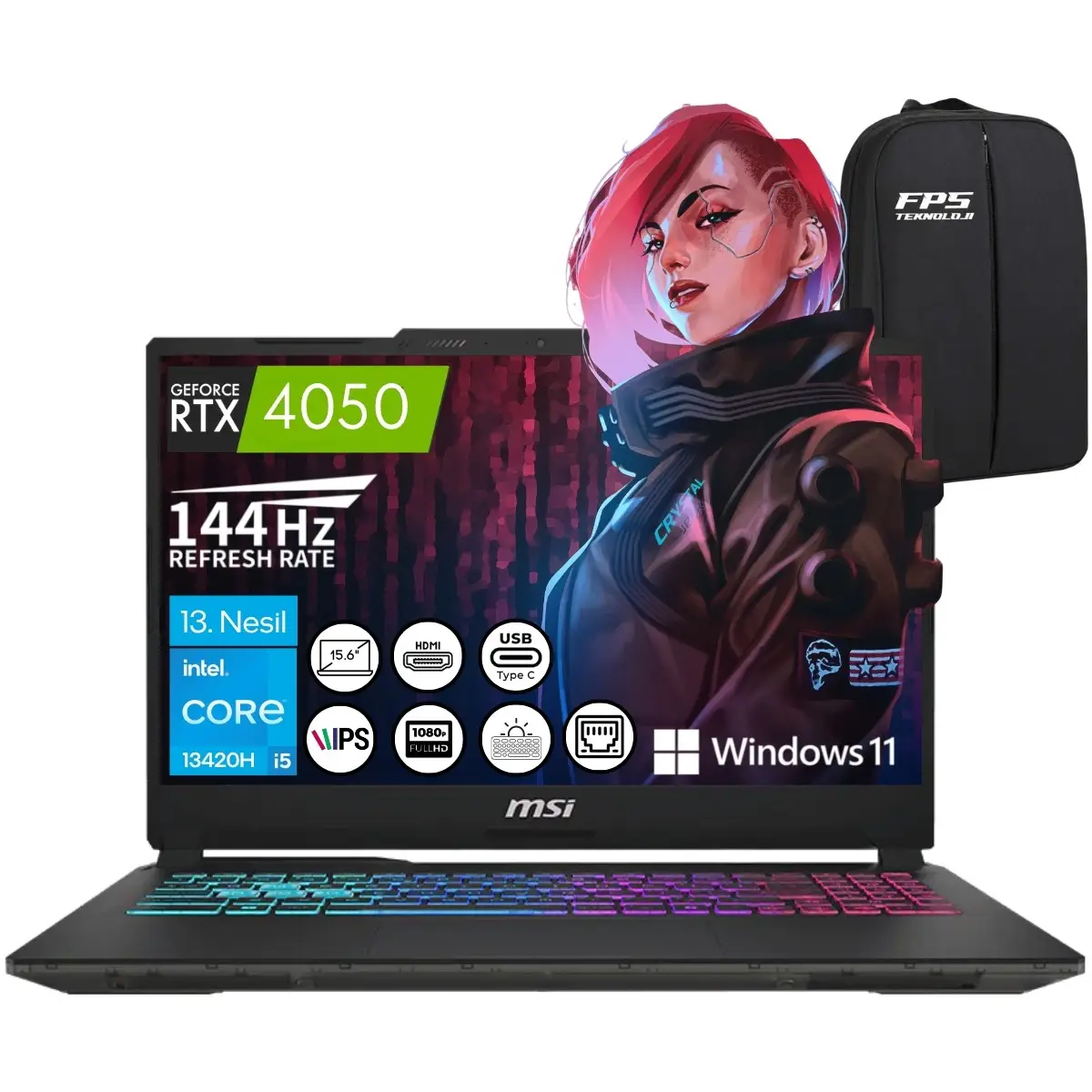 Msı Cyborg 15 A13VE-2268XTRNN I5-13420H RTX4050 24GB Ram 1tb SSD 15.6" Fhd IPS 144Hz W11 Taşınabilir Bilgisayar