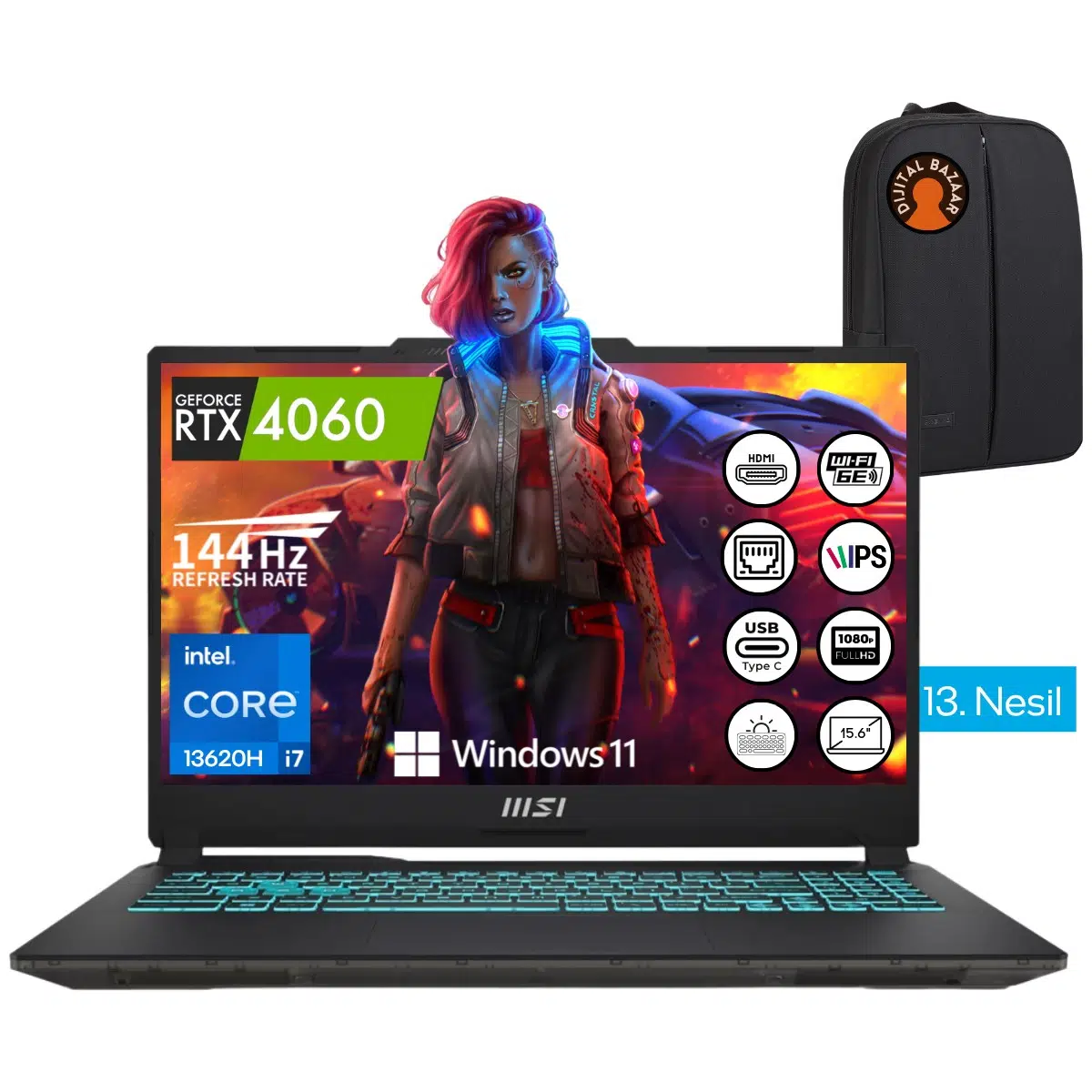 Msı Cyborg 15 I7-13620H 32GB Ram 2tb SSD RTX4060 15.6" Fhd IPS 144Hz W11 Taşınabilir Bilgisayar