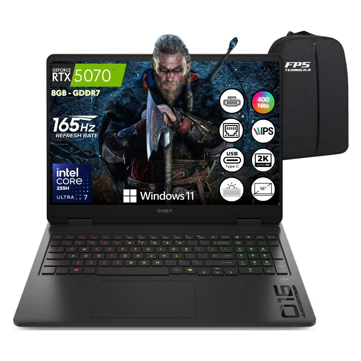 Omen 16-AM0044NT Ultra 7 255H RTX5070 16GB Ram 2tb SSD 16" IPS 2k 165Hz W11 Taşınabilir Bilgisayar