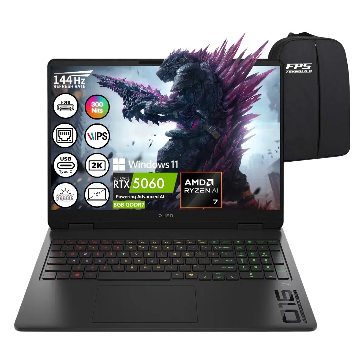 Omen Gaming 16-AP0023NT Ryzen Aı 7-350 RTX5060 24GB Ram 4tb SSD 16" 2k IPS 144Hz W11 C12CSEA Taşınabilir Bilgisayar