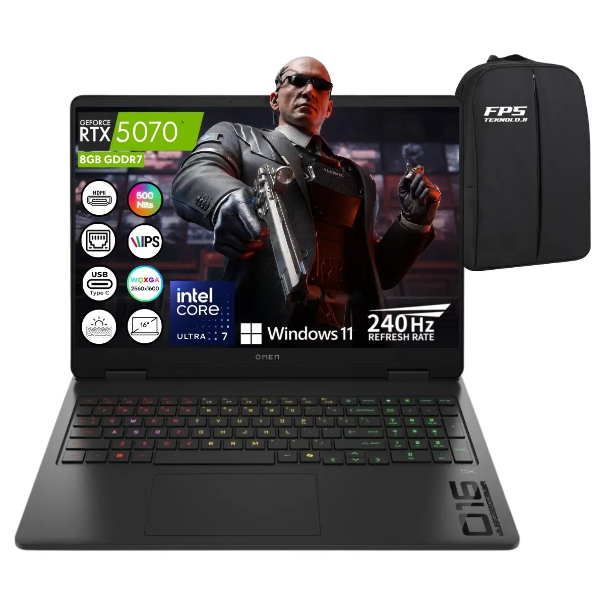 Omen Slim Gaming 16-AN0025NT Ultra 7-255H RTX5070 64GB Ram 2tb SSD 16" IPS Wqxga 240Hz W11 CJ8V8EA Taşınabilir Bilgisayar