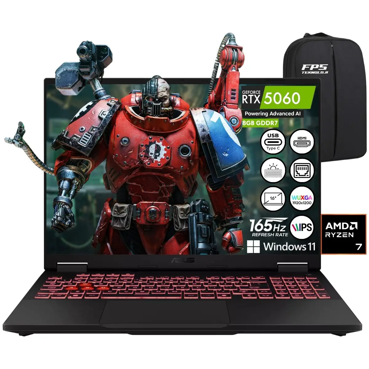 Tuf Gaming A16 FA608UM Ryzen 7 260 RTX5060 16GB Ram 4tb SSD 16" IPS Wuxga 165Hz W11 Taşınabilir Bilgisayar