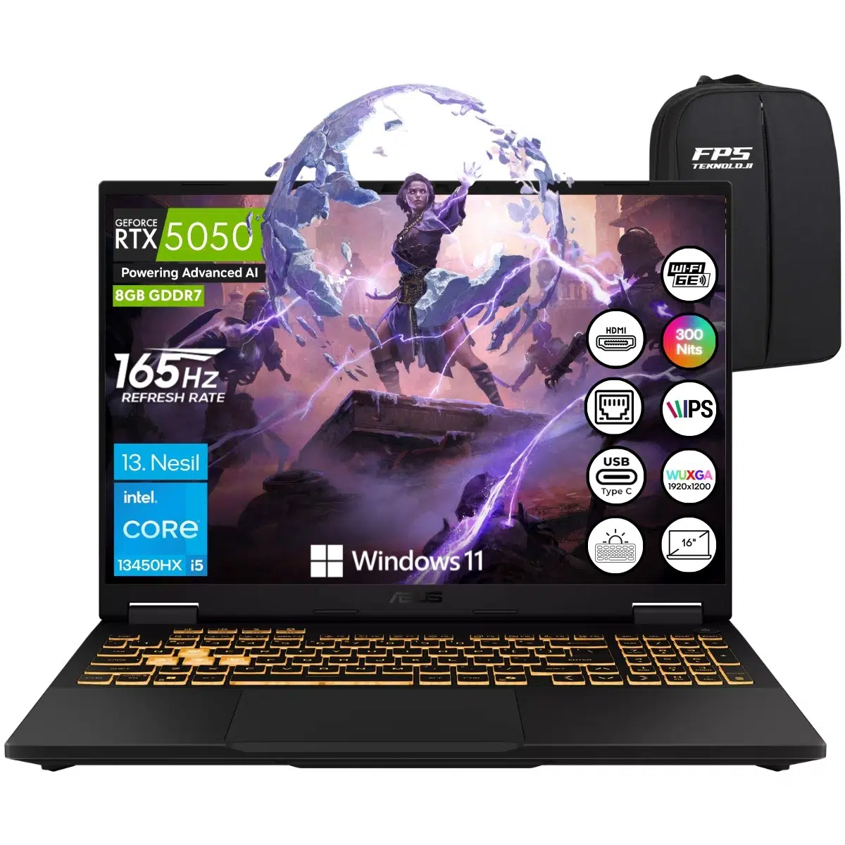 Tuf Gaming F16 FX608JH İ5-13450HX RTX5050 115W 32GB Ram 4tb SSD 16" IPS Wuxga 165Hz Taşınabilir Bilgisayar