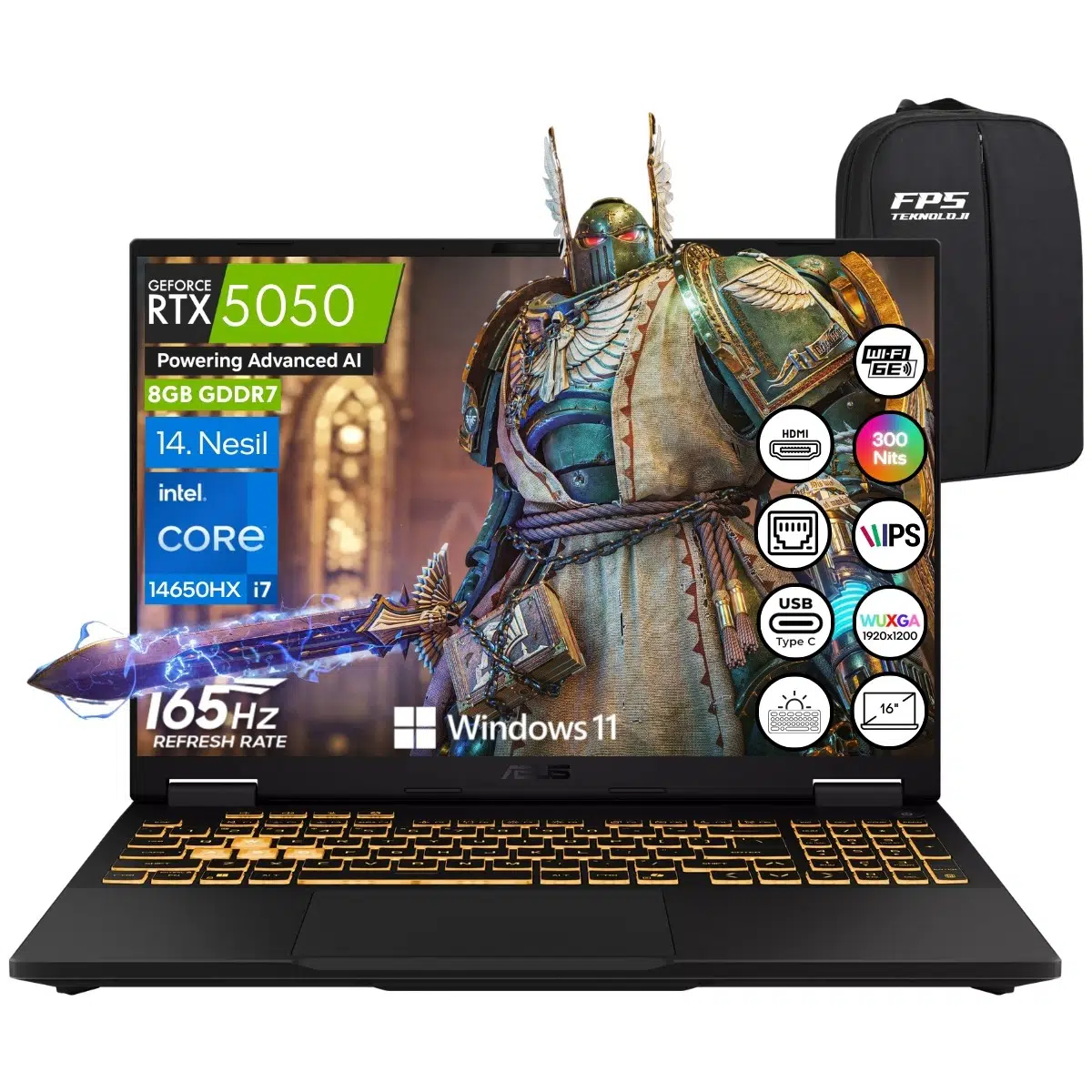 Tuf Gaming F16 FX608JHR İ7-14650HX RTX5050 115W 16GB Ram 1tb SSD 16" IPS Wuxga 165Hz Taşınabilir Bilgisayar