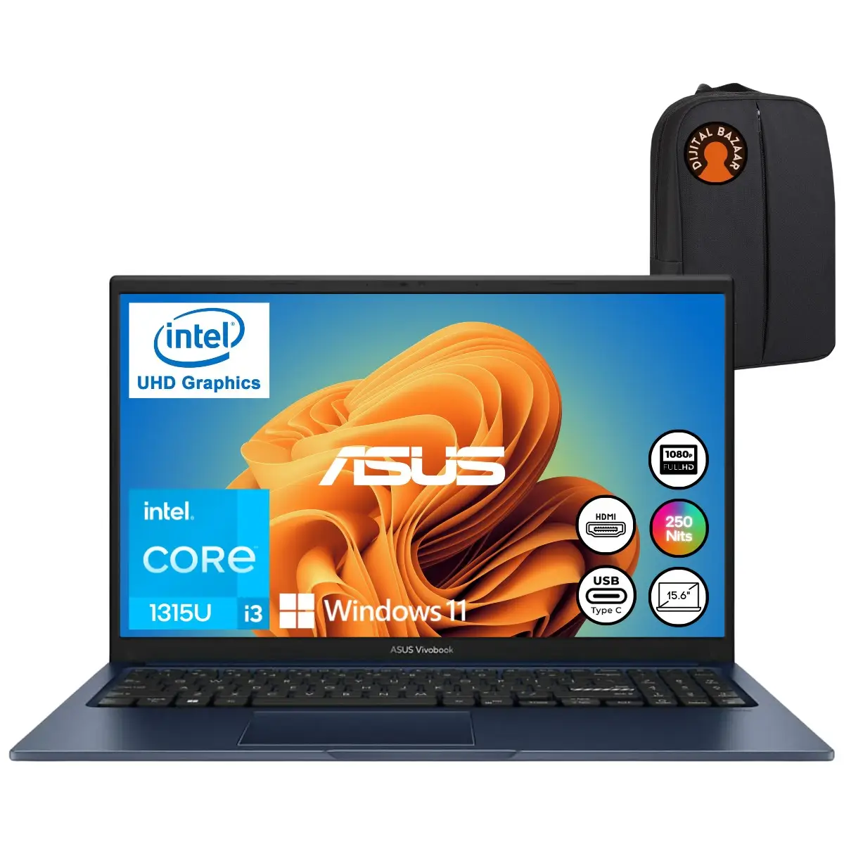 Vivobook 15 X1504VA Intel Core I3 1315U 8gb 1tb SSD W11 15.6" Taşınabilir Bilgisayar + Djt Çanta