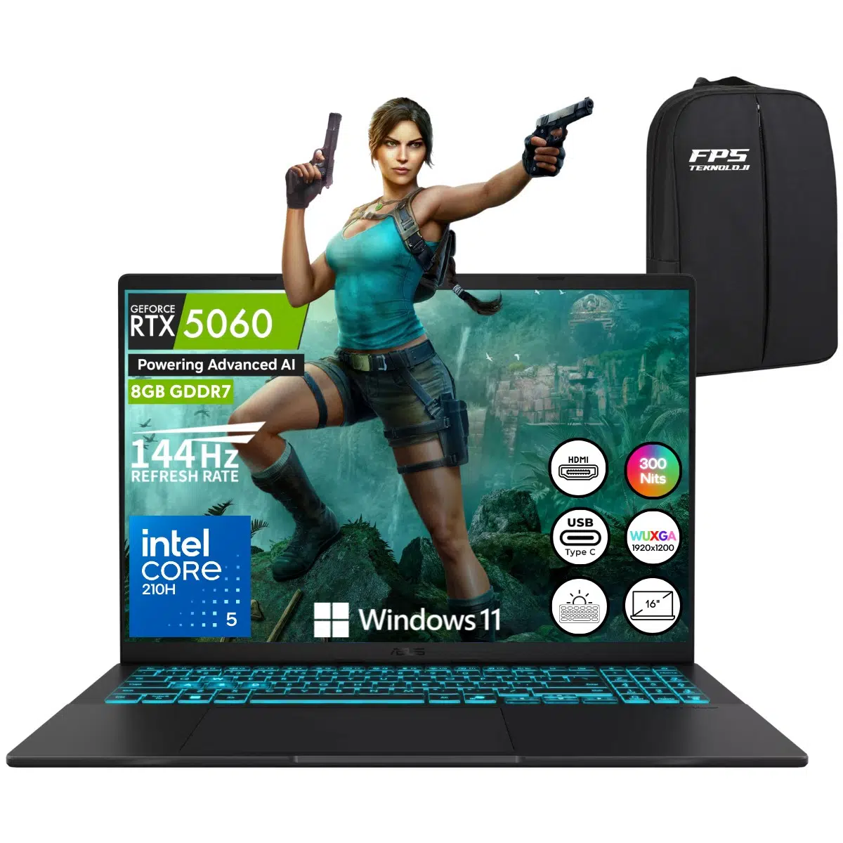Vivobook 16 V3607VM Core 5 210H RTX5060 8gb Gddr7 64GB Ram 2tb SSD 16" Wuxga 144Hz W11 Taşınabilir Bilgisayar