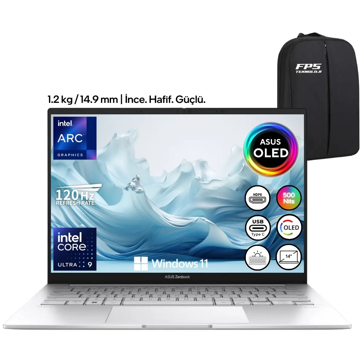 Zenbook 14 OLED UX3405CA Core Ultra 9 285H Intel Arc Graphics 32GB Ram 2tb SSD 14" 3k 120Hz W11 Taşınabilir Bilgisayar
